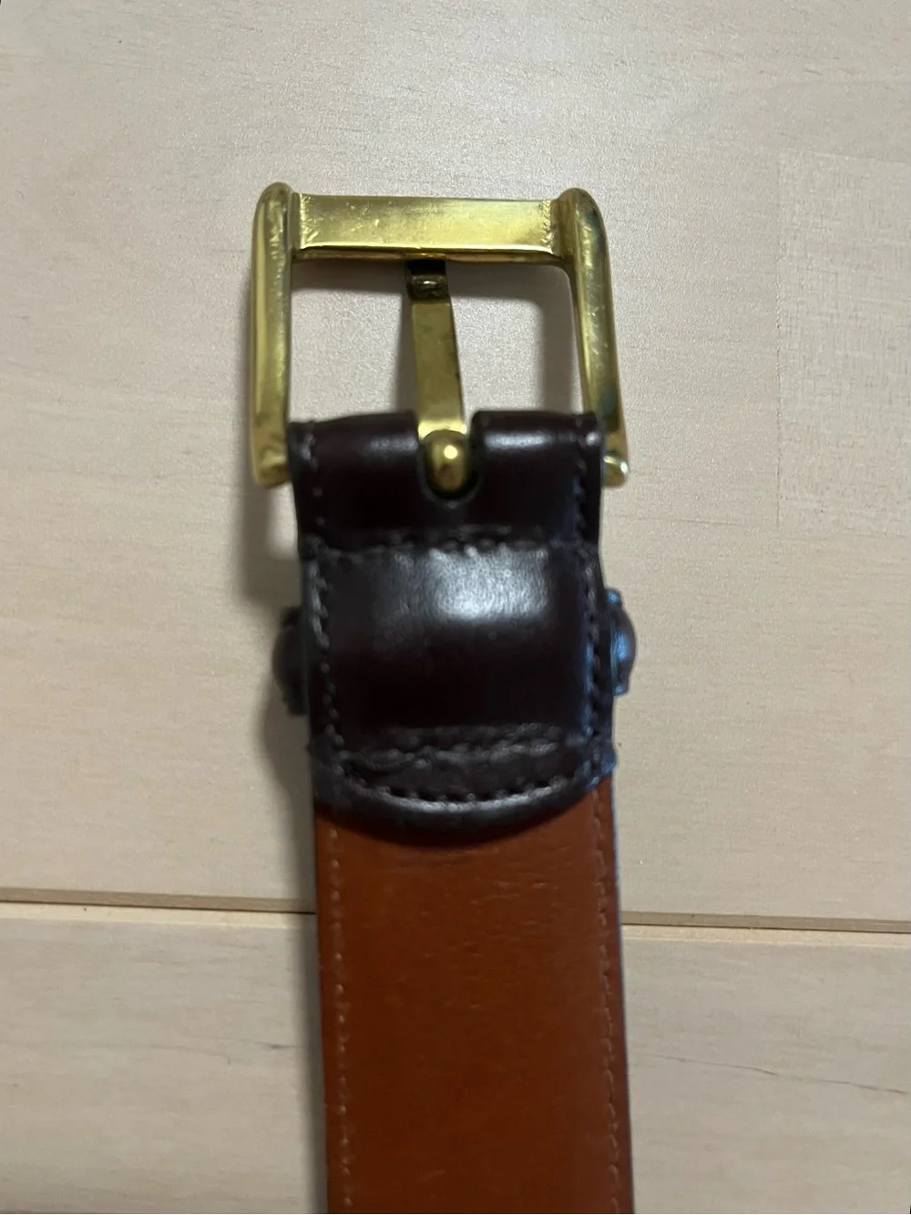 Coach Men's Dark Brown Leather Belt with Brass Buckle Sz40 Burnished Cowhide